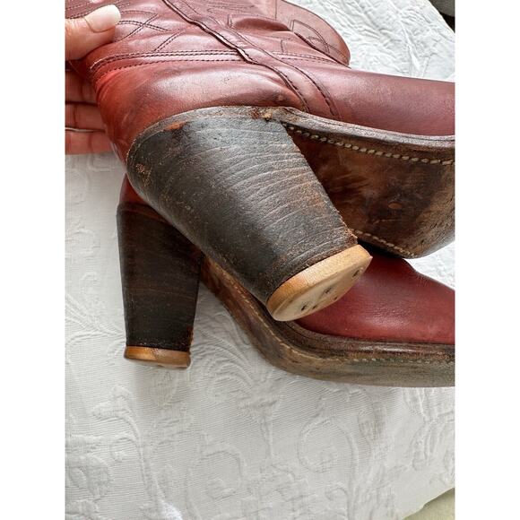 Frye Womens 8 True Vintage 70’s Western Cowgirl Cowboy Boots Redwood USA MADE - Picture 15 of 16
